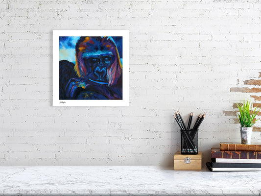 fine art print of colourful gorilla
