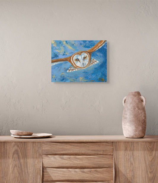 Silent Flight – Barn Owl Oil Painting on Canvas