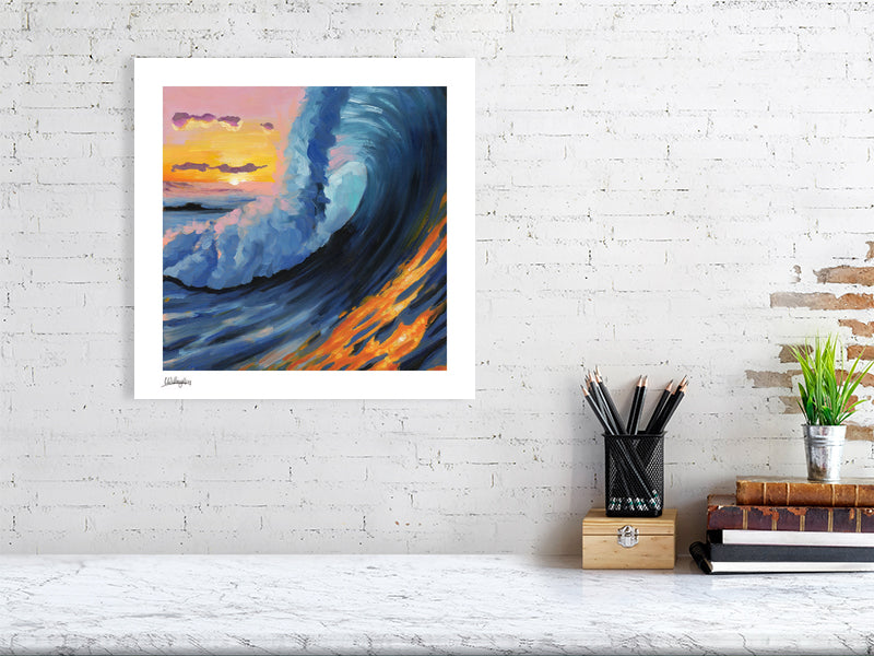 dreamy wave and sunset seascape fine art print