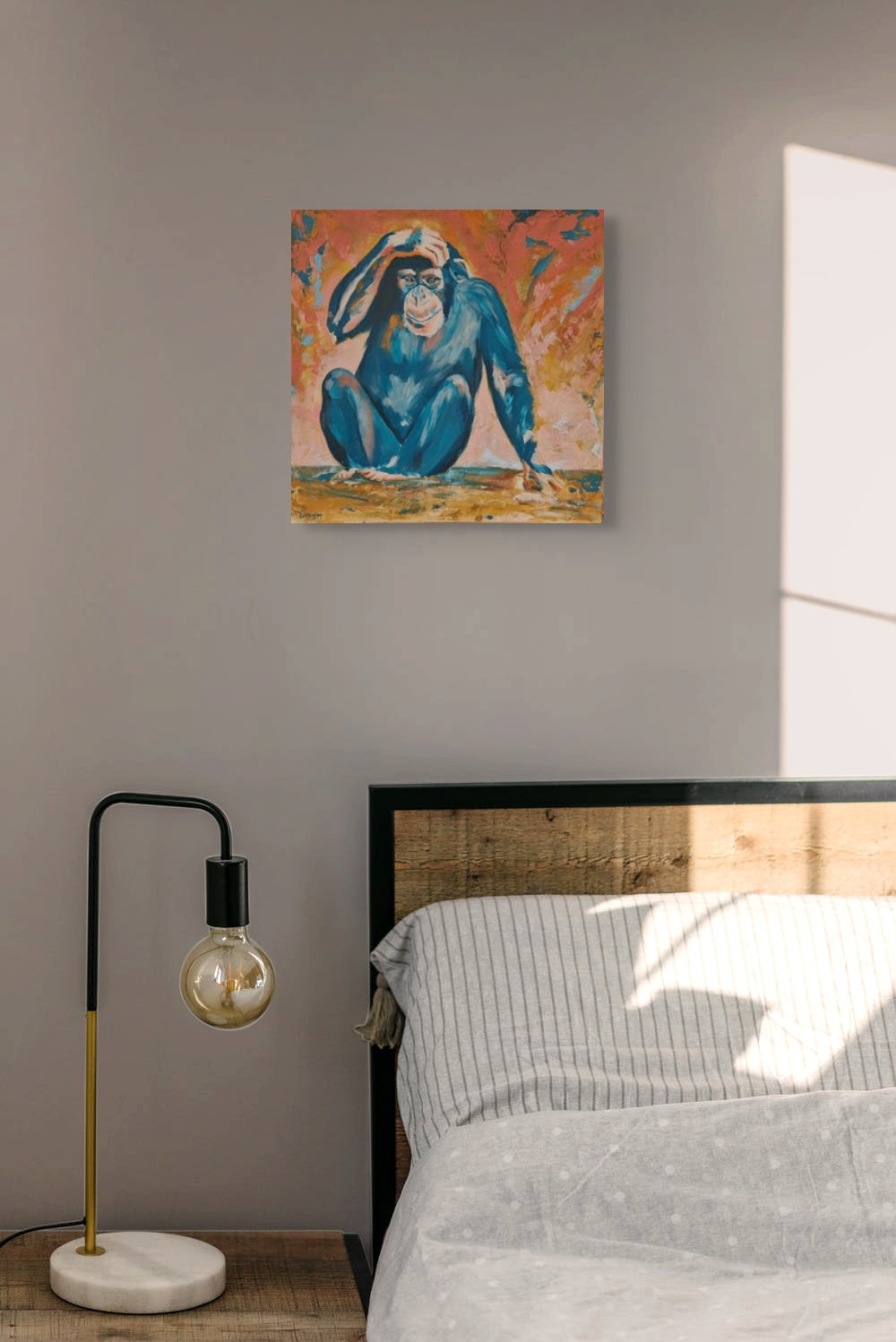 Colourful chimpanzee artwork by British artist