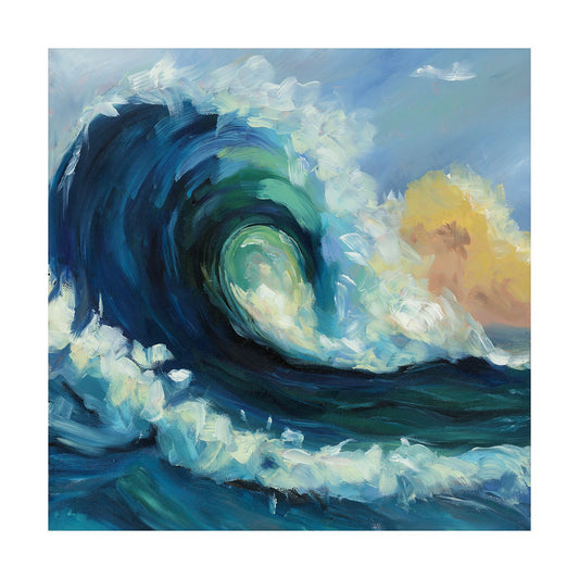 seascape print with rolling ocean wave