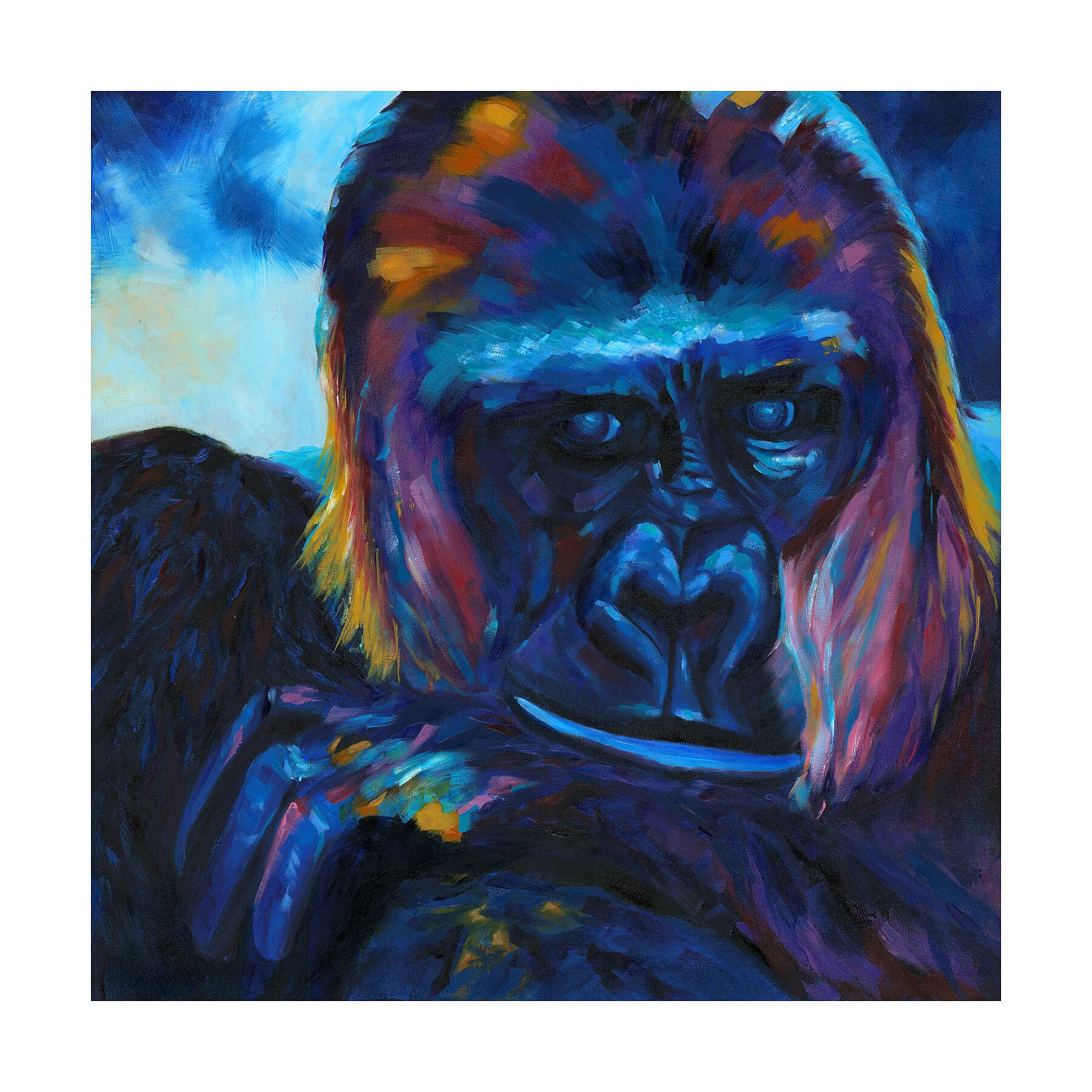 gorilla fine art print with expressive brushwork