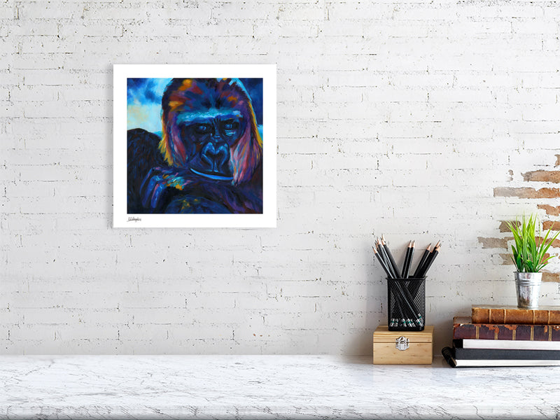 fine art print of colourful gorilla