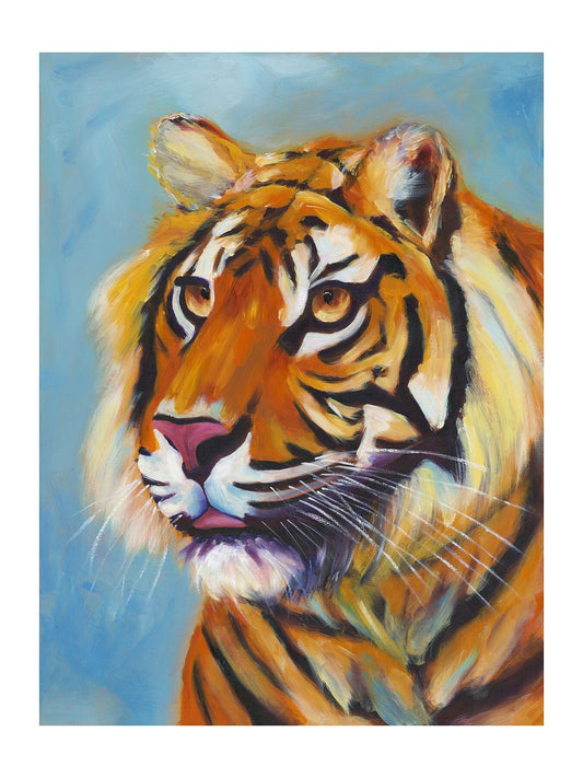Sumatran tiger fine art print with expressive brushwork