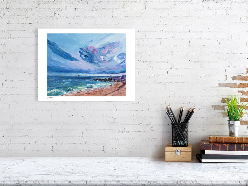 wall art print of Kent coastline with dramatic sky 