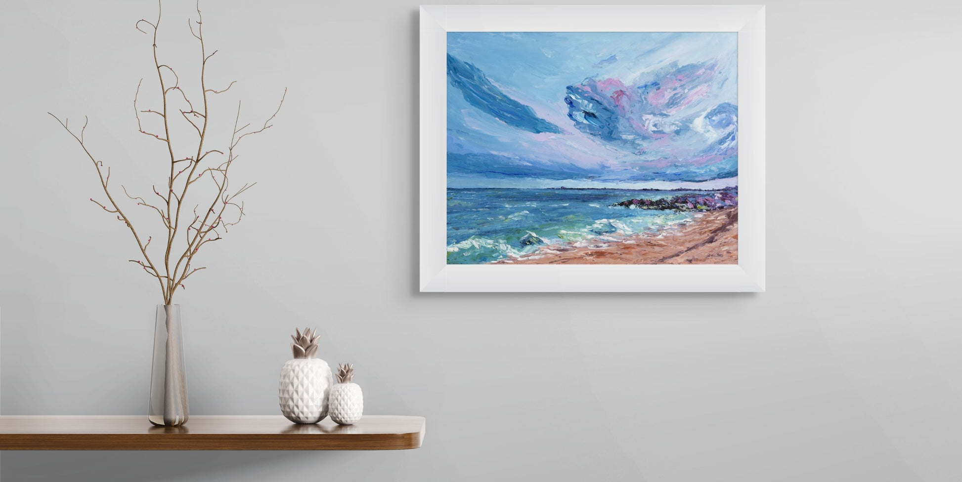 Framed seascape oil painting by British artist