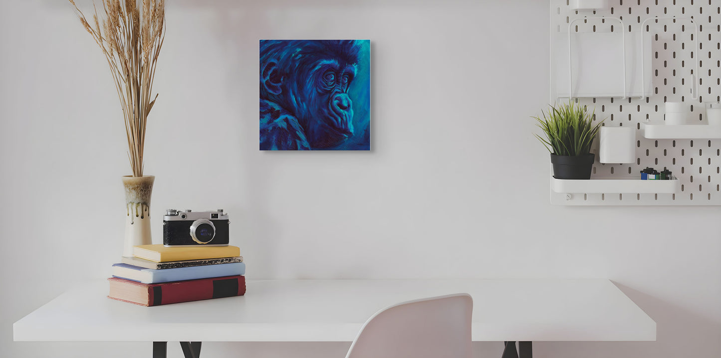 Chimpanzee wildlife oil painting on deep edge canvas