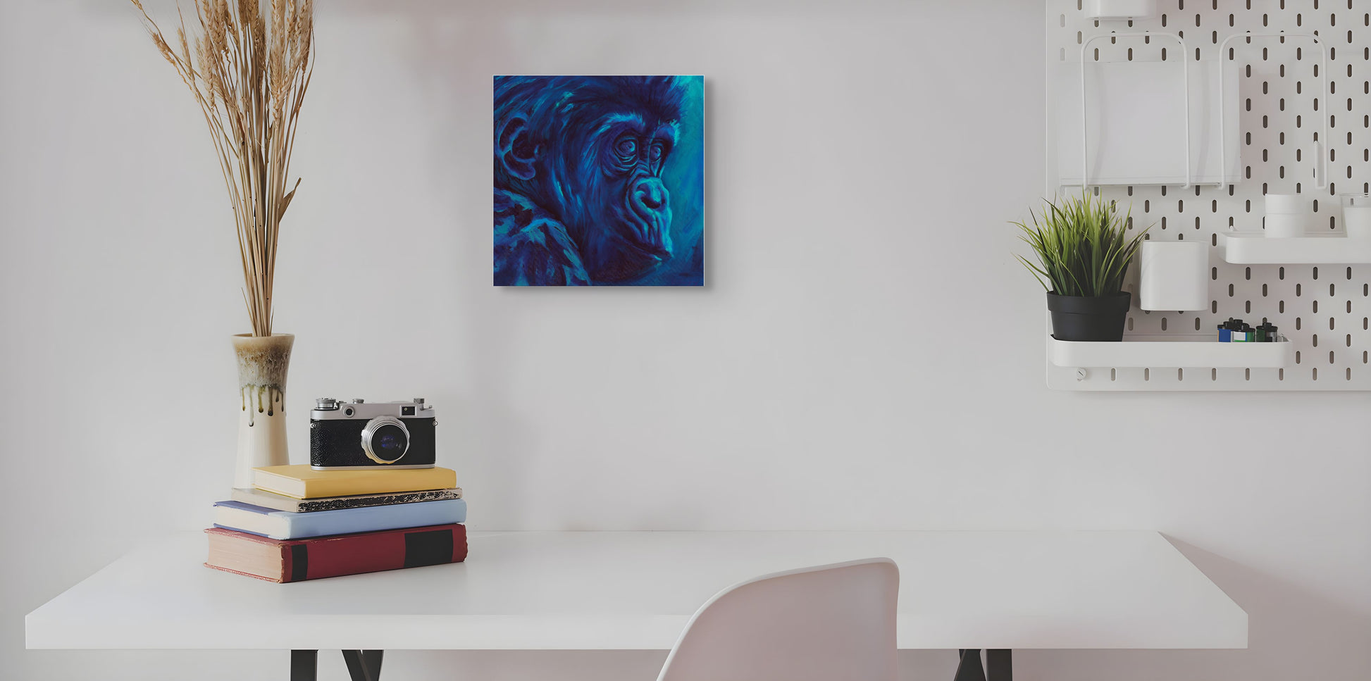 Chimpanzee wildlife oil painting on deep edge canvas